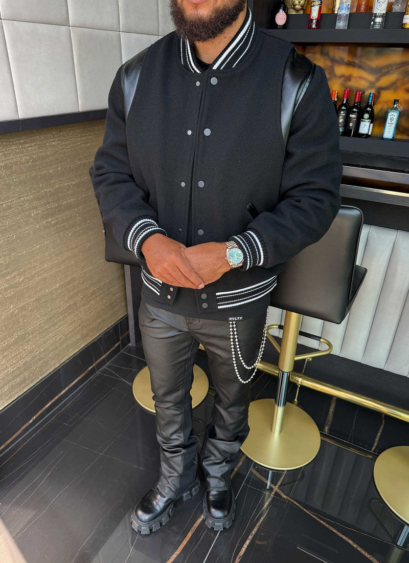 Heavyweight Wool Bomber Jacket - Black