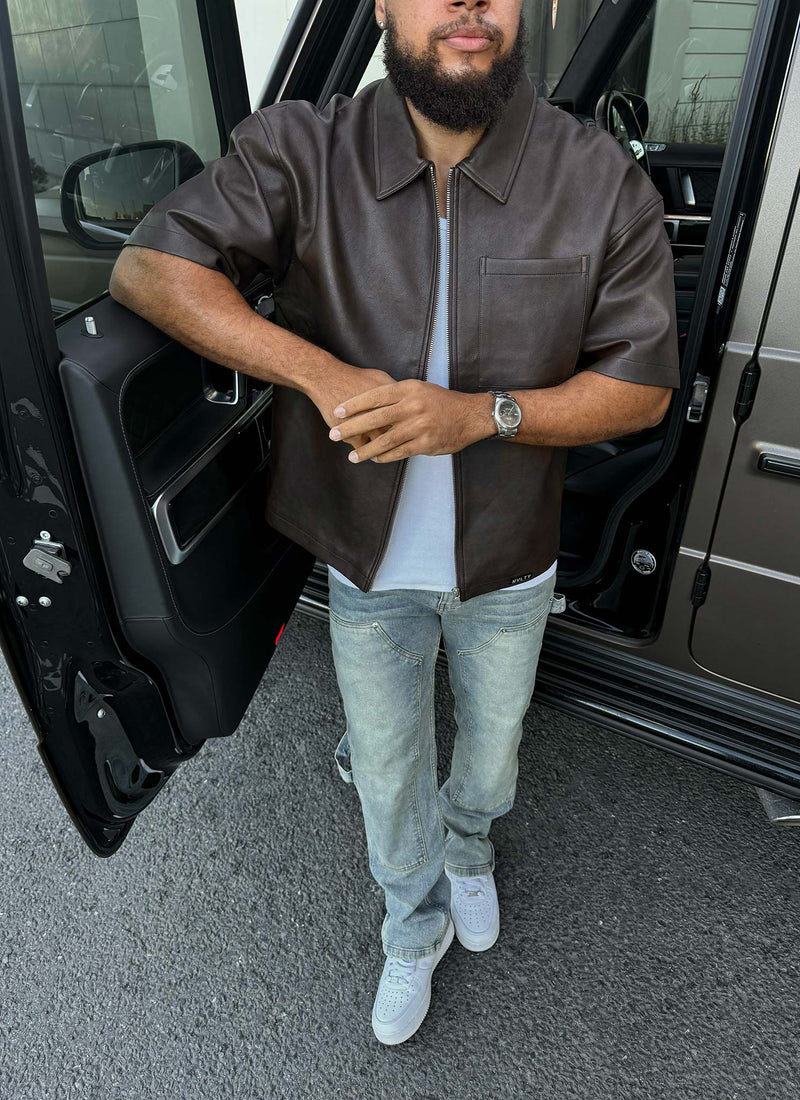 Vintage Heavyweight Leather Shirt - Brown