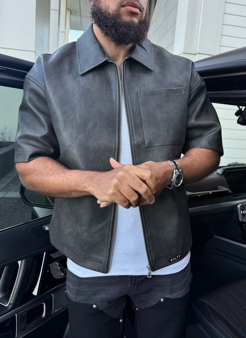 Vintage Heavyweight Leather Shirt - Black