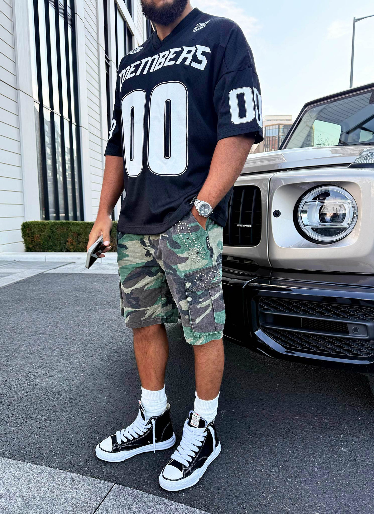 Vintage Studded Cargo Shorts - Camo