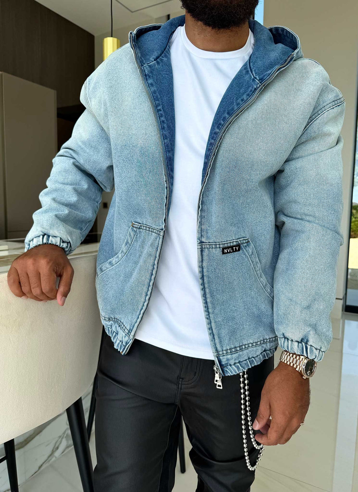 Heavyweight Denim Zip Hoodie - Blue
