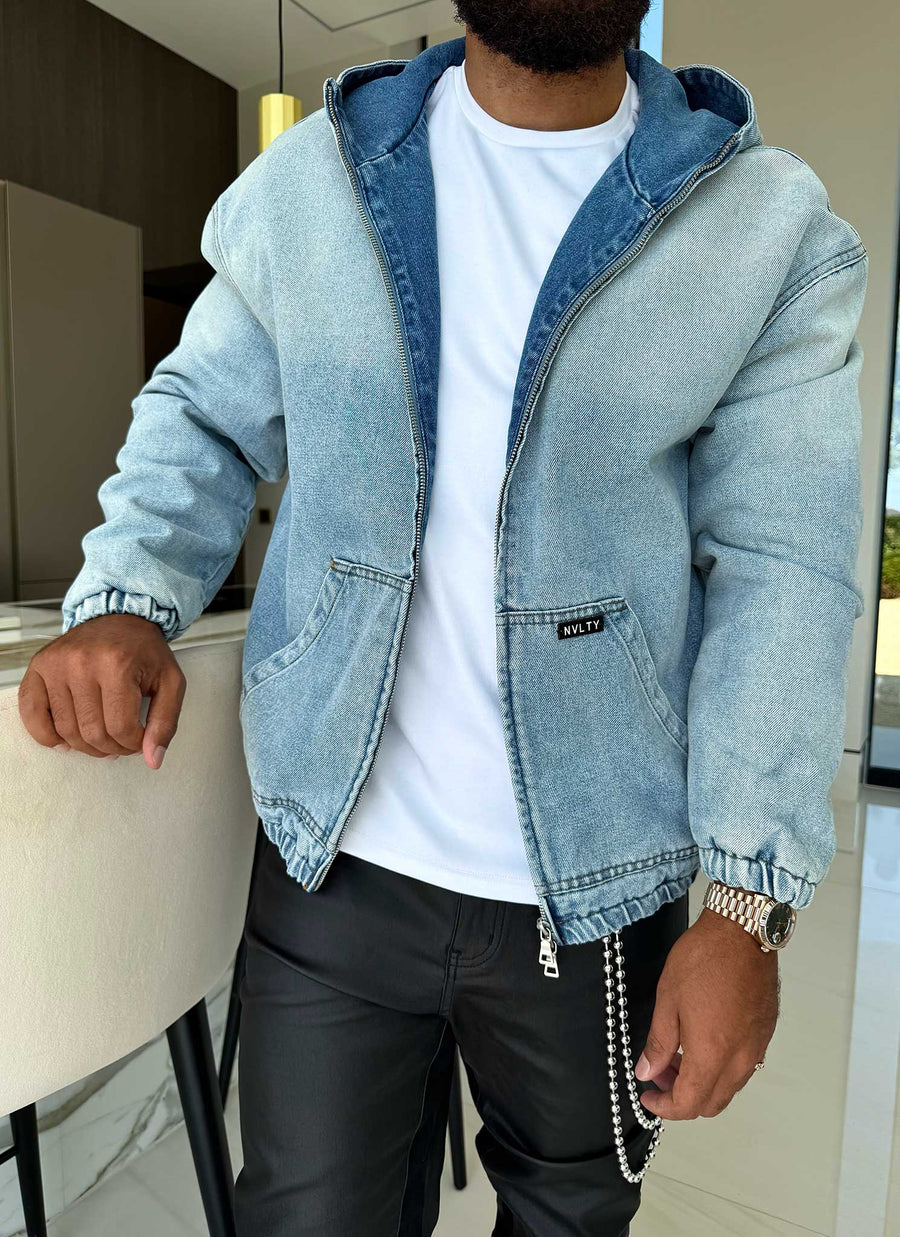 Heavyweight Denim Zip Hoodie - Blue