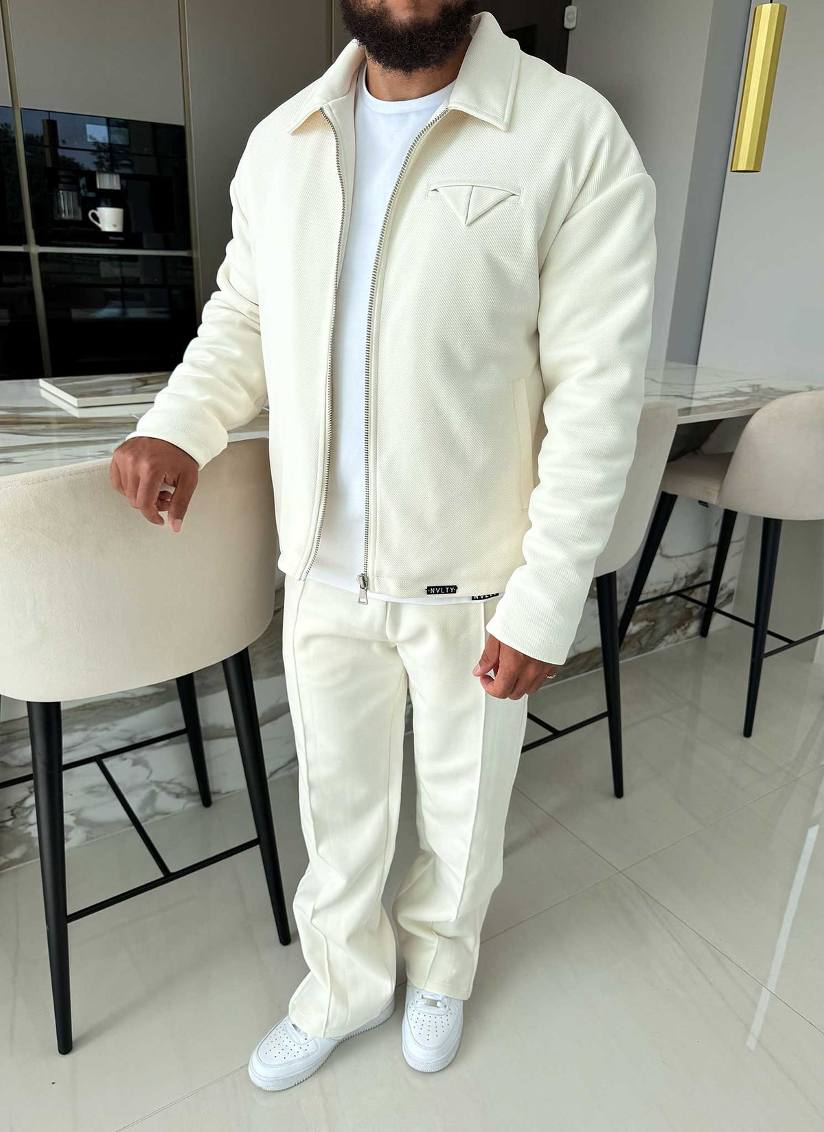Twill Pocket Square Jacket - Ivory