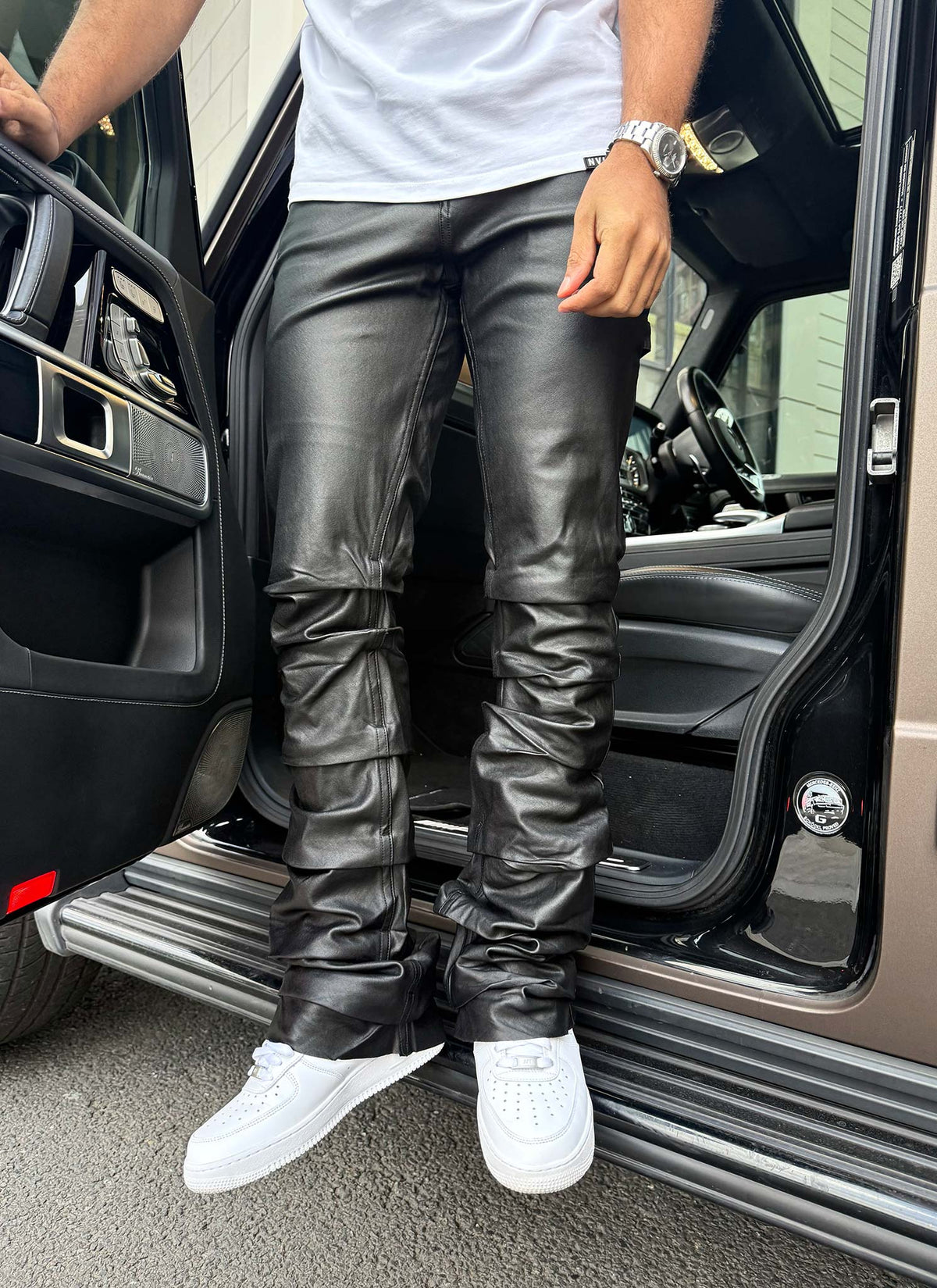 Vintage Flare Tacked Wax Jeans - Black