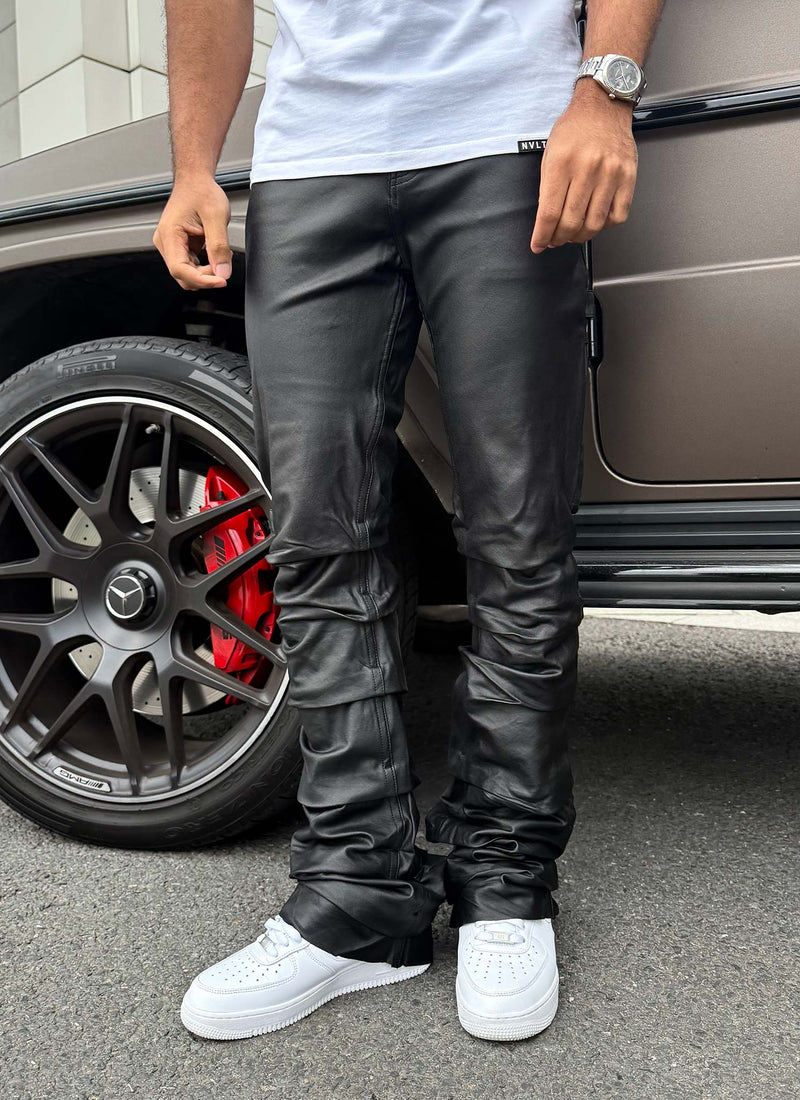 Vintage Flare Tacked Wax Jeans - Black