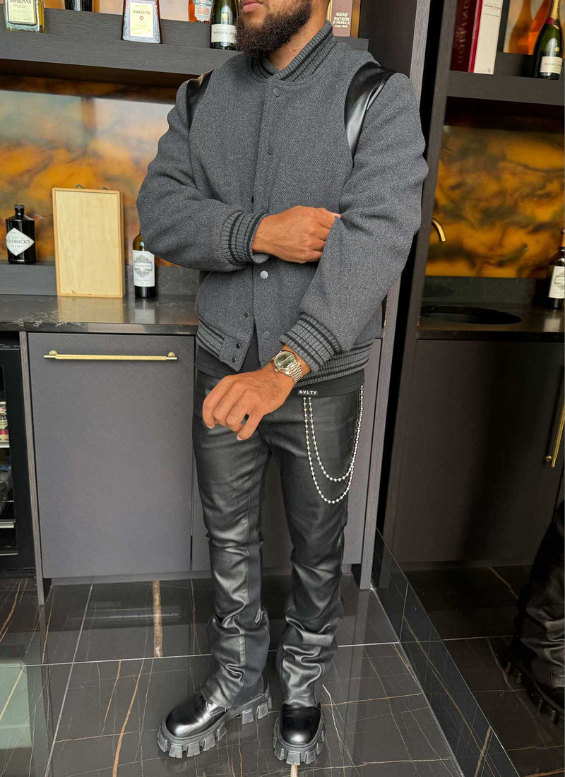 Heavyweight Wool Bomber Jacket - Grey