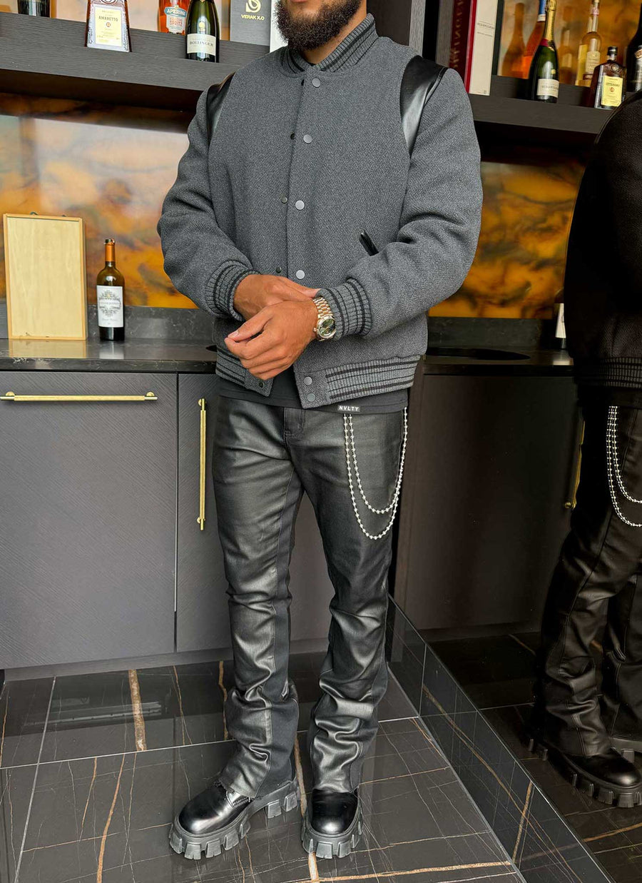 Heavyweight Wool Bomber Jacket - Grey