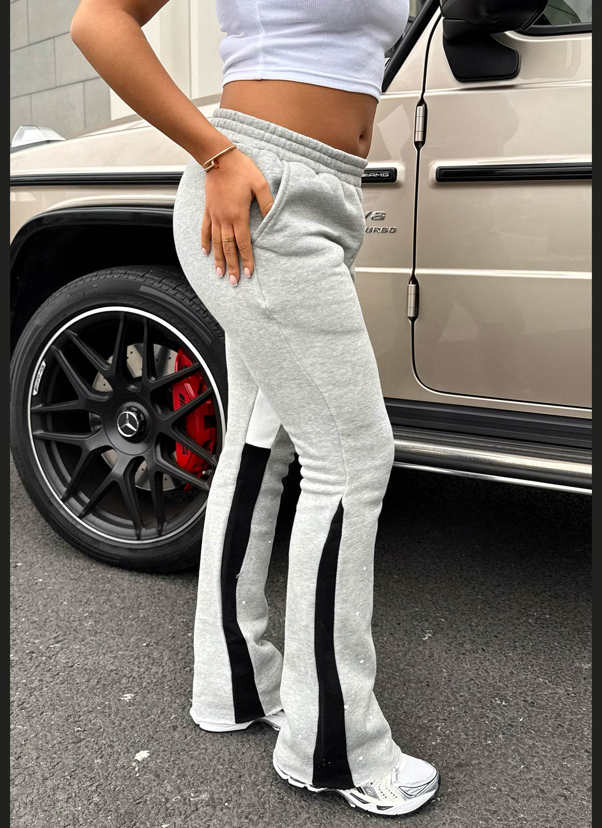 Vintage Flare Paint Joggers - Grey