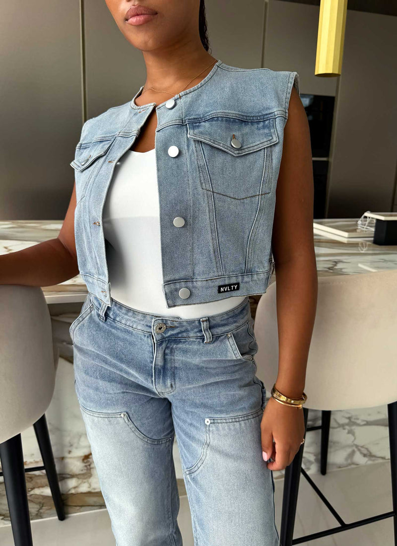 Vintage Denim Vest - Blue