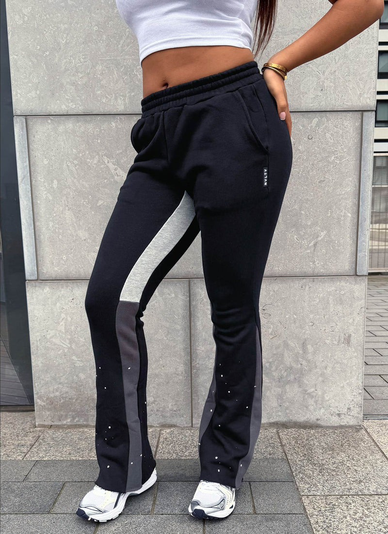 Vintage Flare Paint Joggers - Black