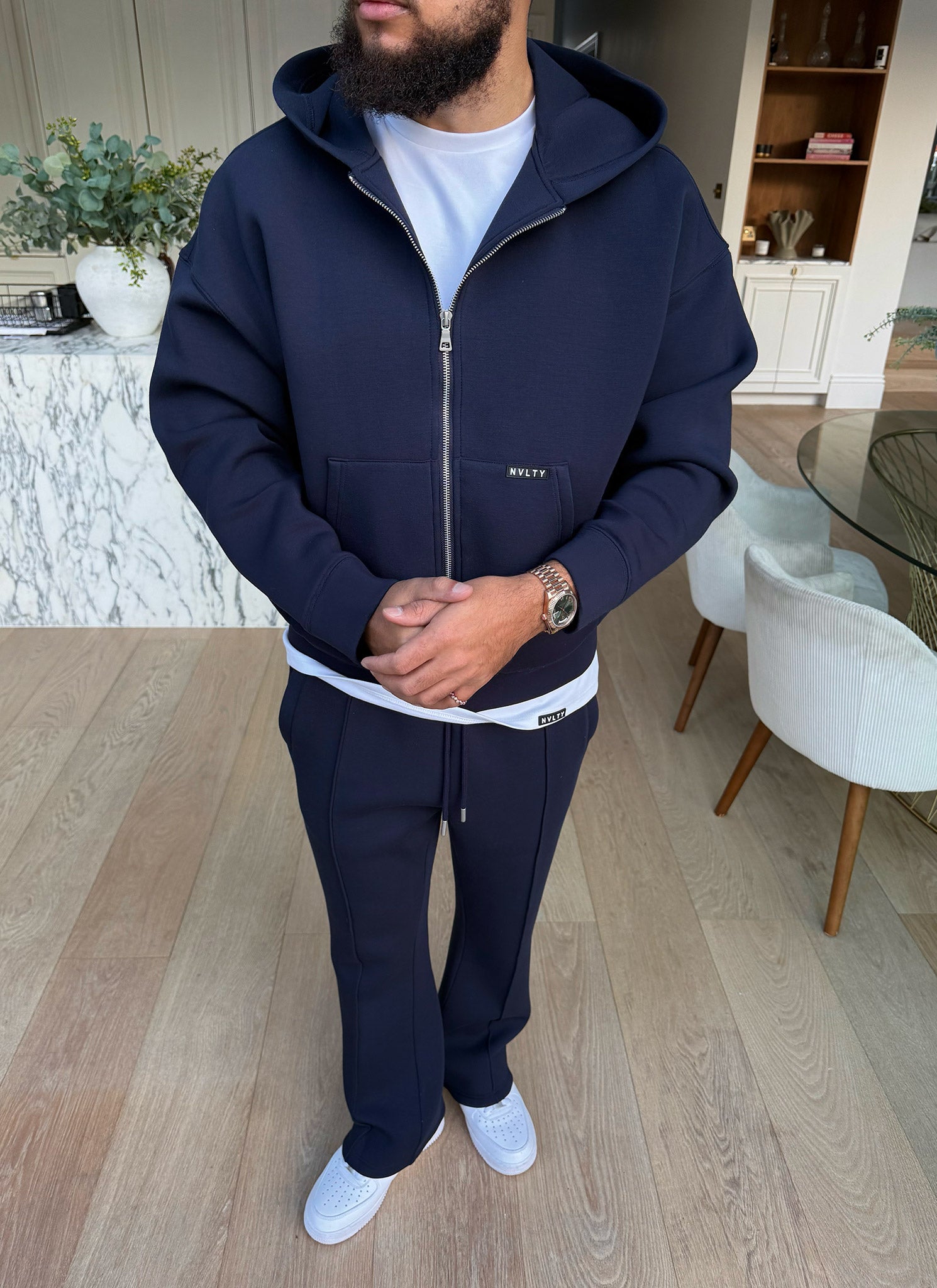 Scuba Structured Zip Hoodie - Navy