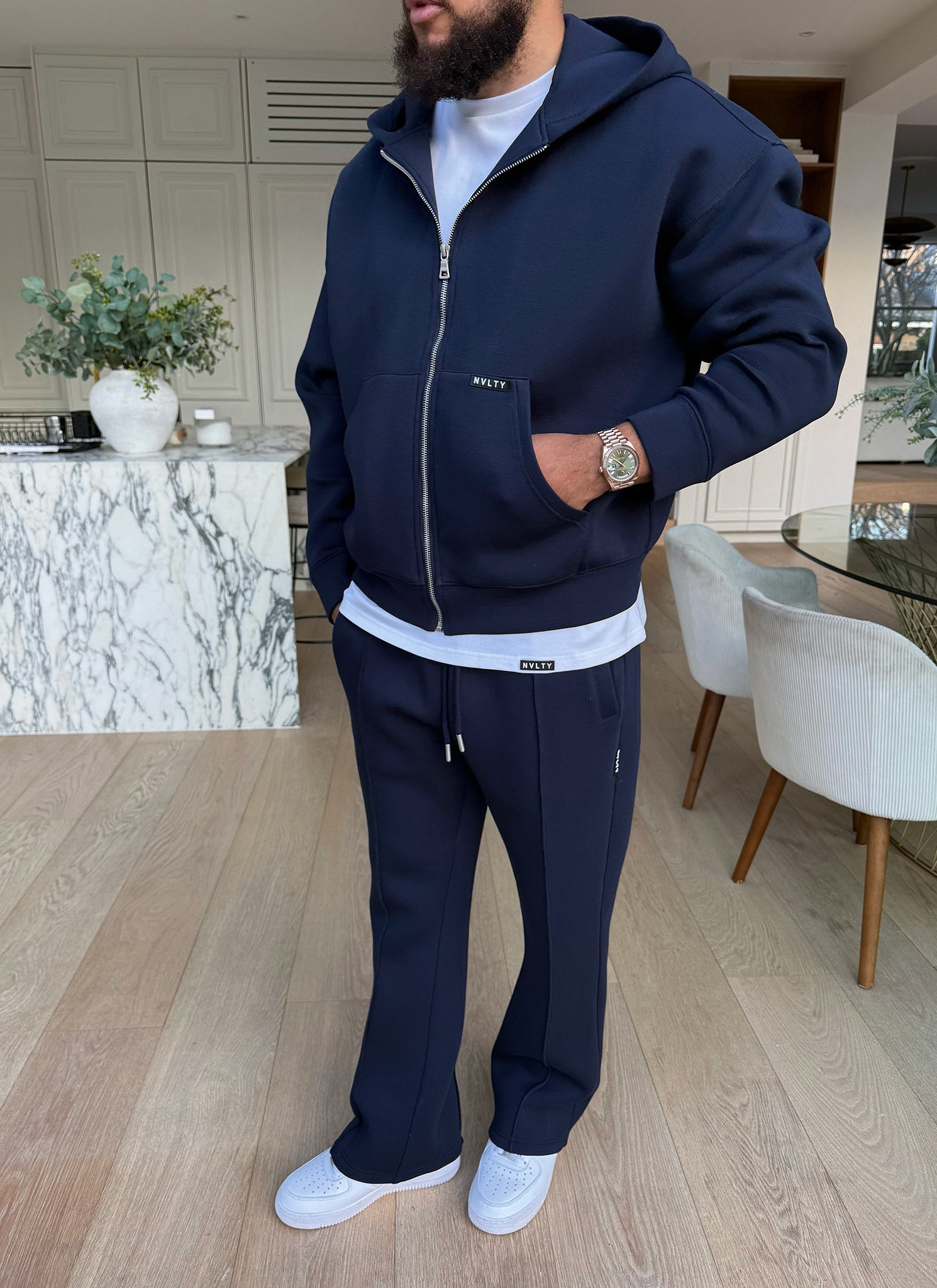 Scuba Structured Zip Hoodie - Navy