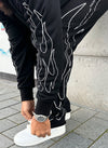 Vintage Flare Flame Joggers - Black