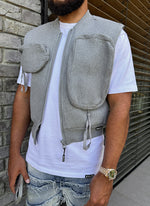 Multi Pocket Ribbed Harness - Grey