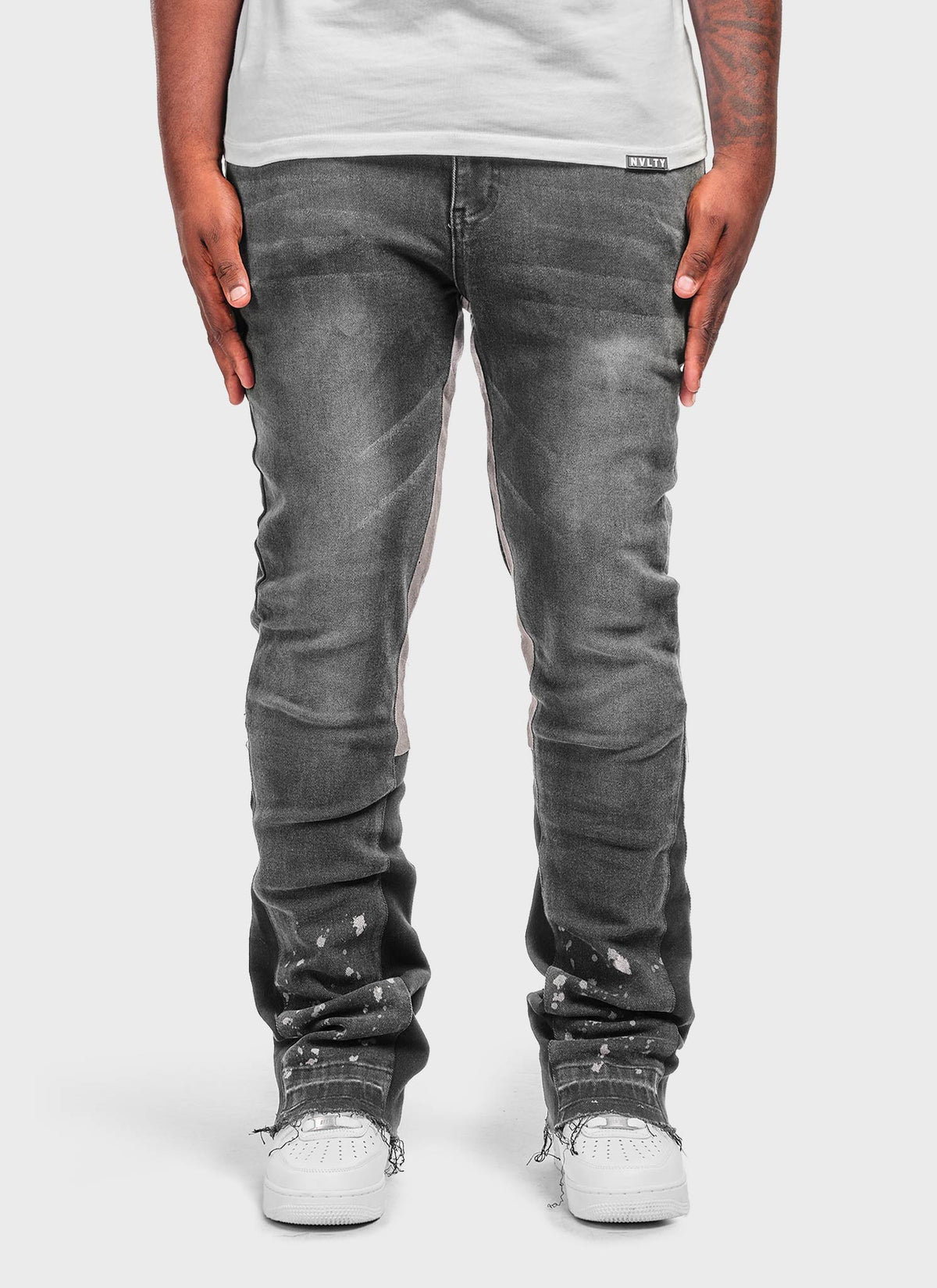 Vintage Flare Paint Jeans - Grey