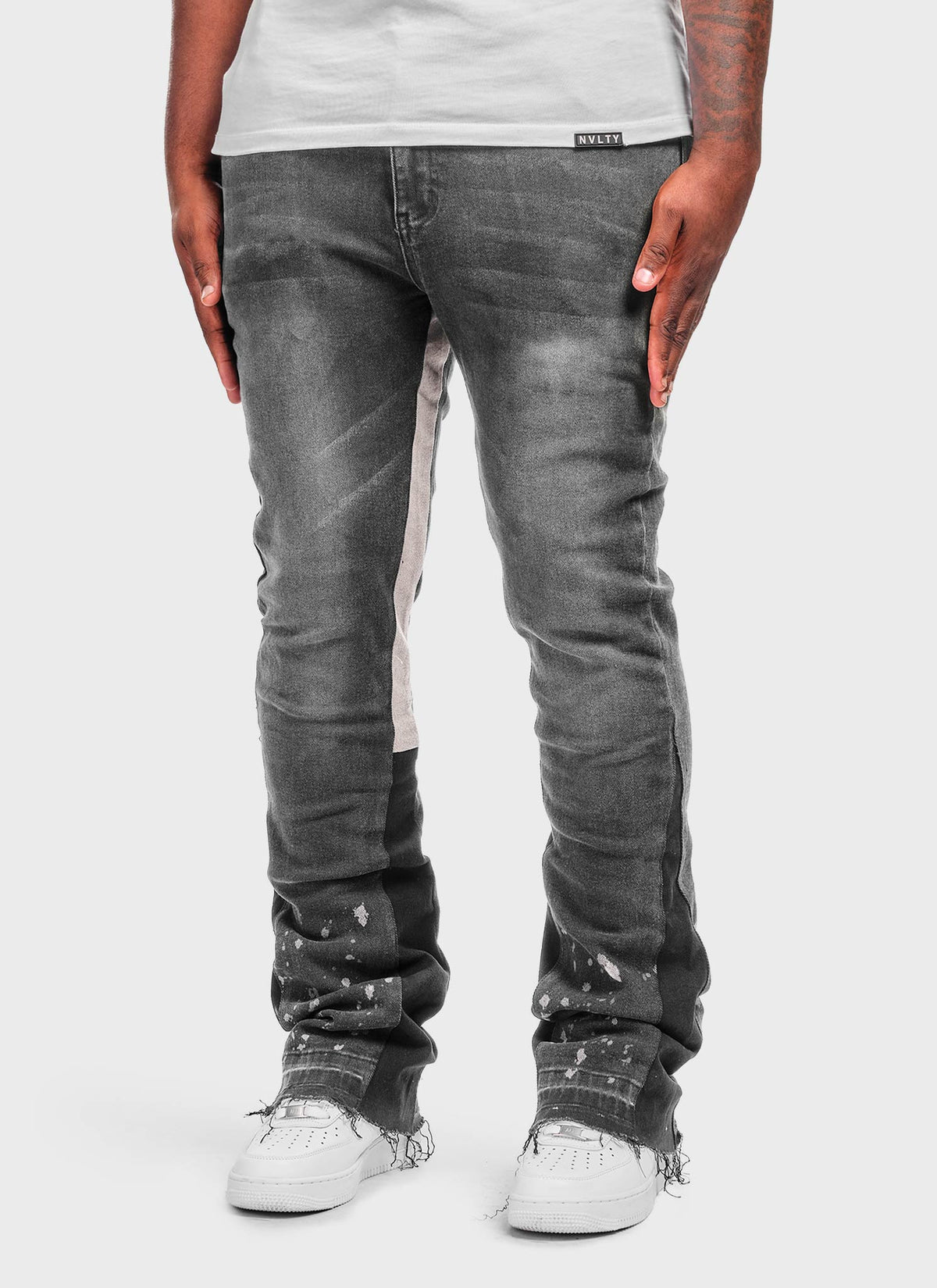 Vintage Flare Paint Jeans - Grey