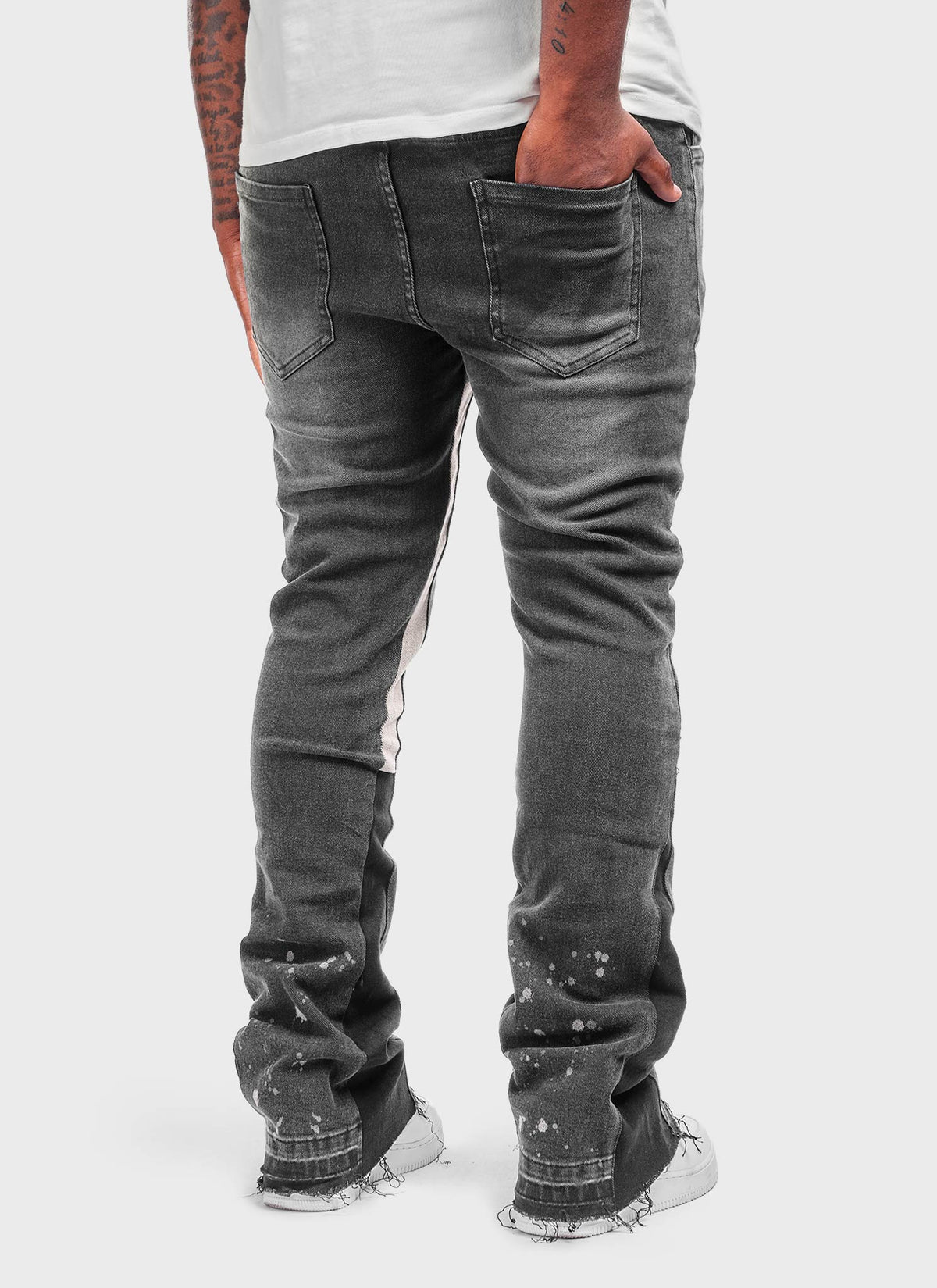 Vintage Flare Paint Jeans - Grey