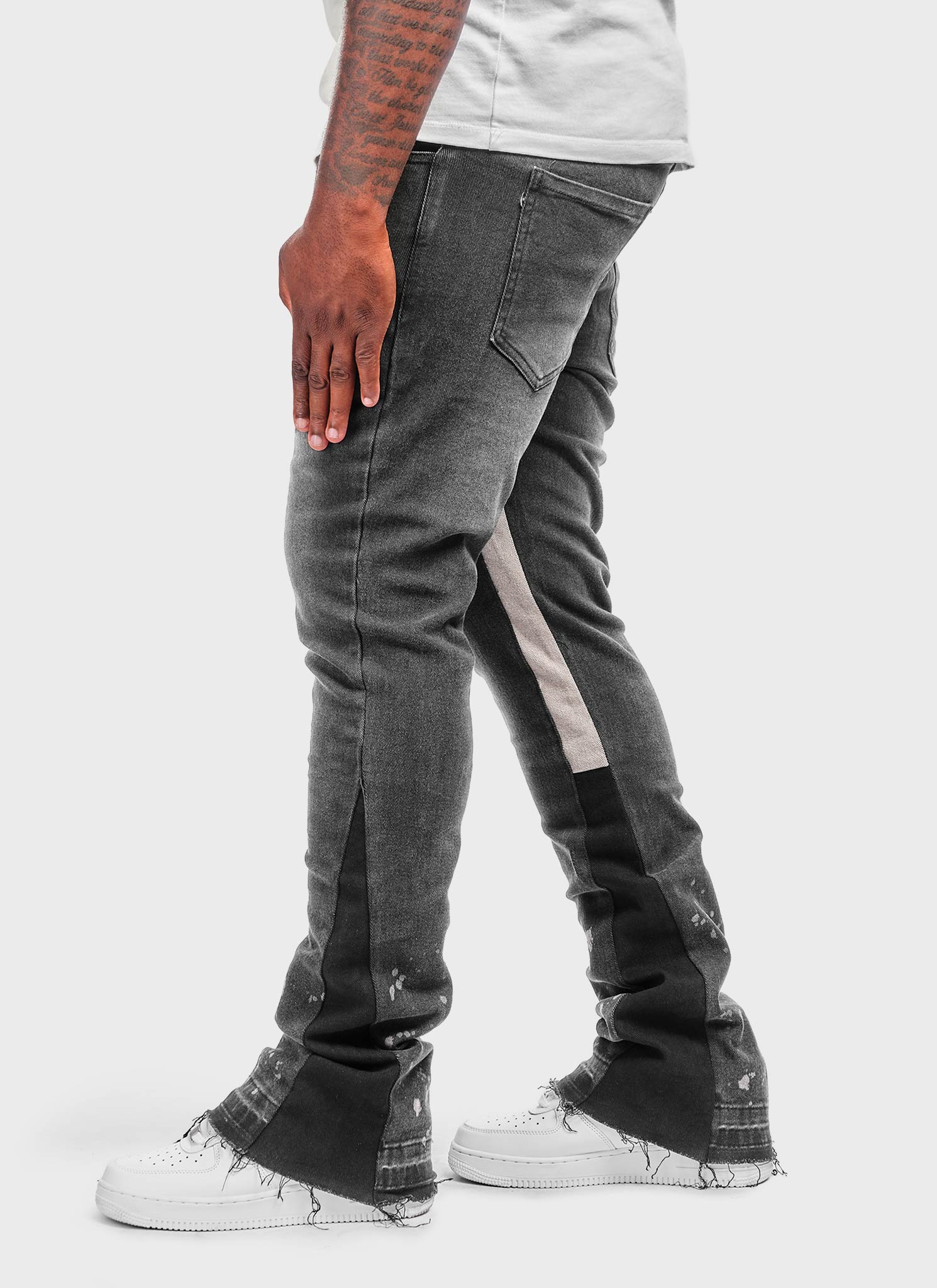 Vintage Flare Paint Jeans - Grey