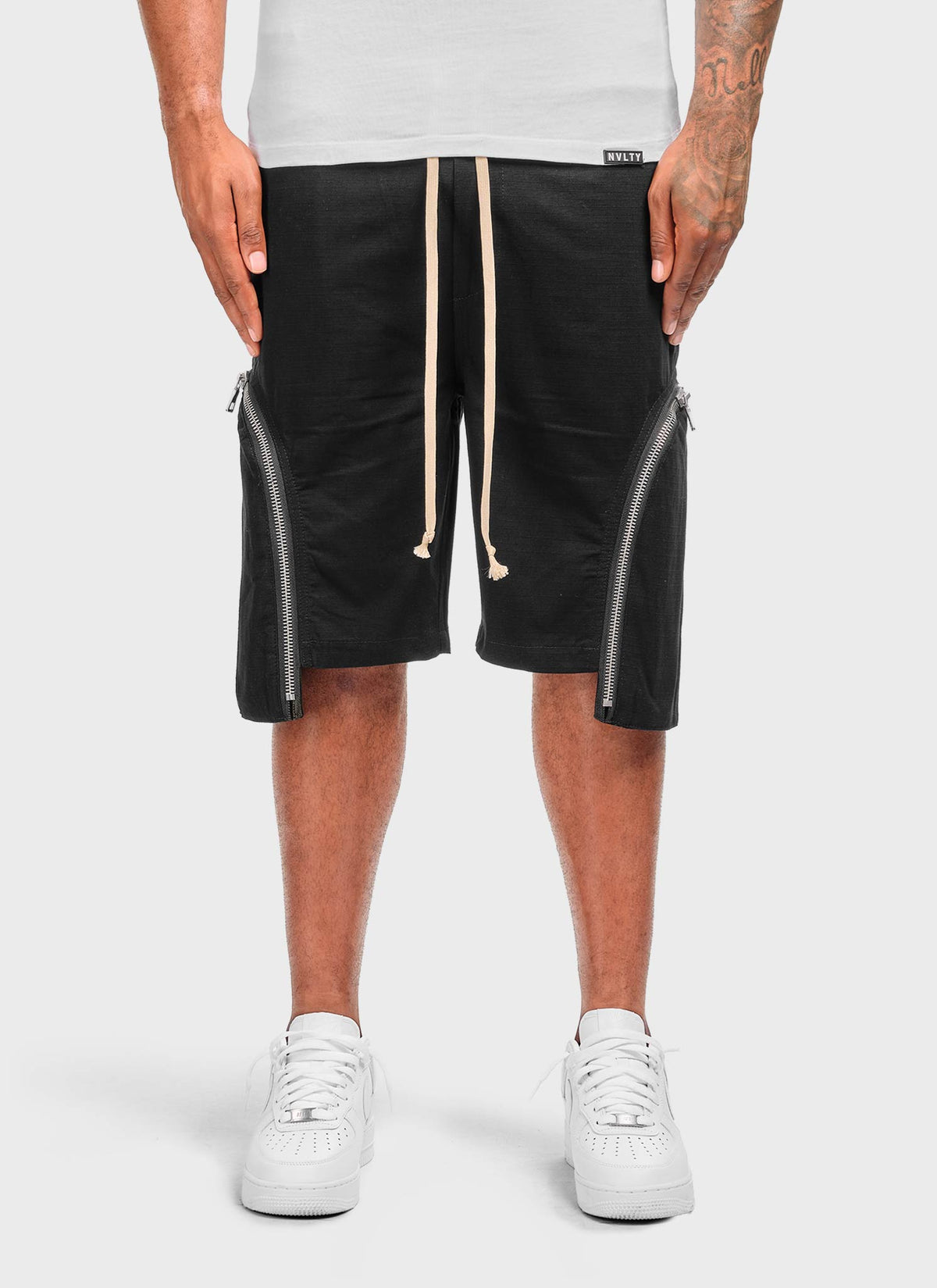 Vintage Zipper Cargo Shorts - Black