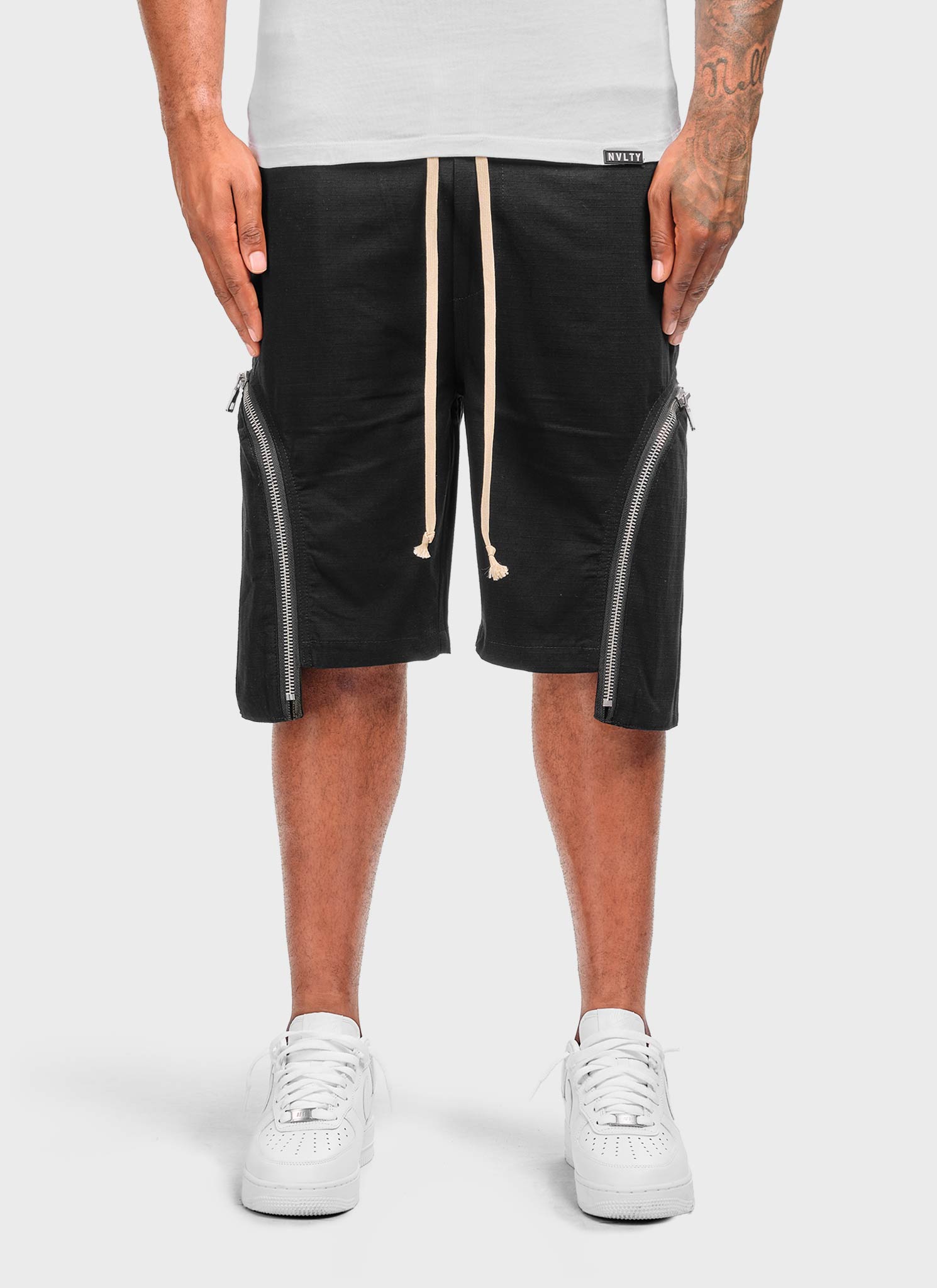Vintage Zipper Cargo Shorts - Black
