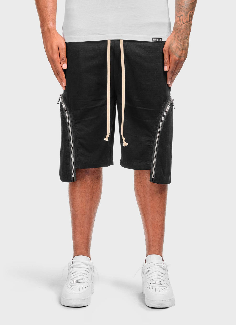 Vintage Zipper Cargo Shorts - Black