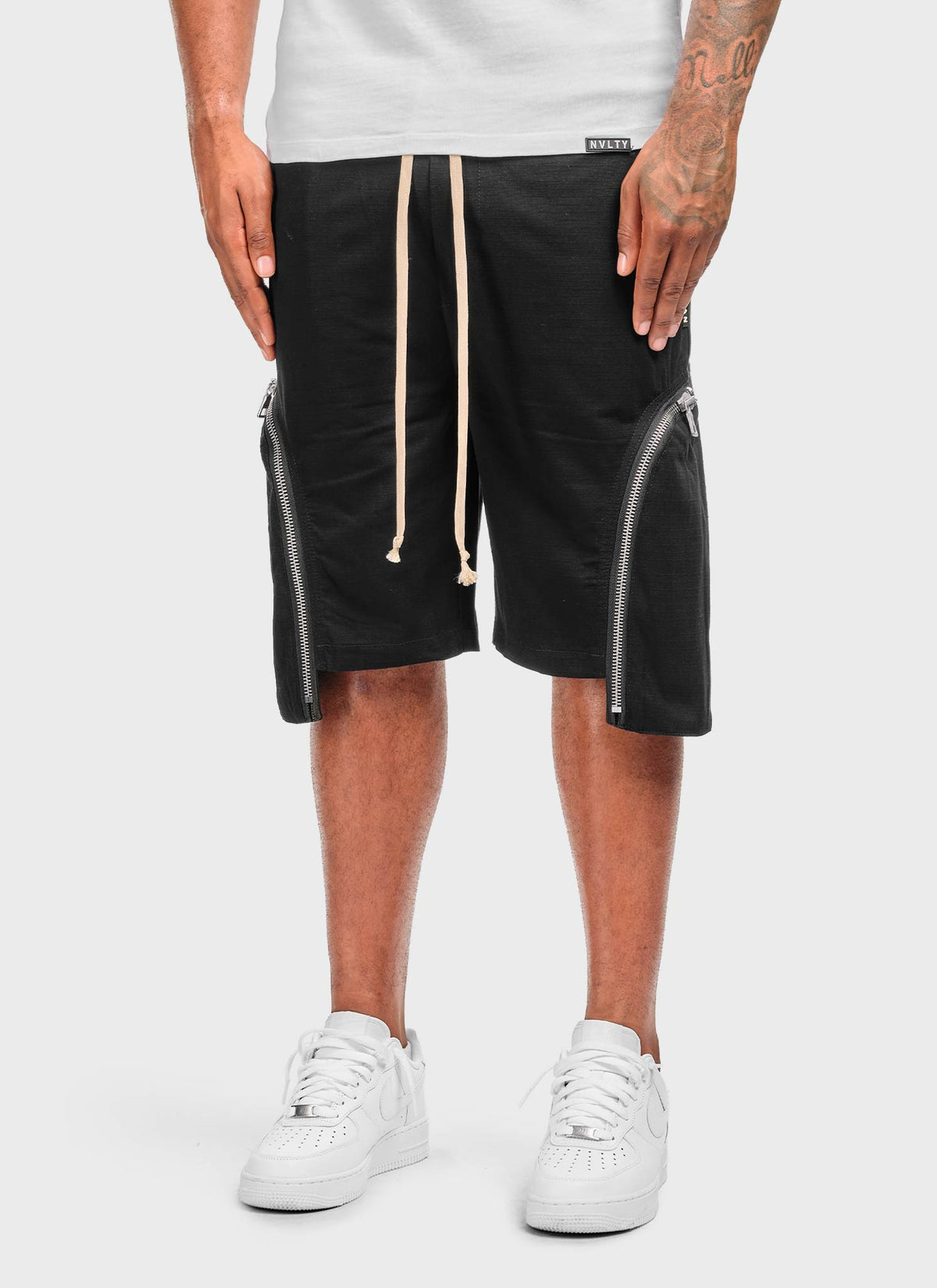 Vintage Zipper Cargo Shorts - Black