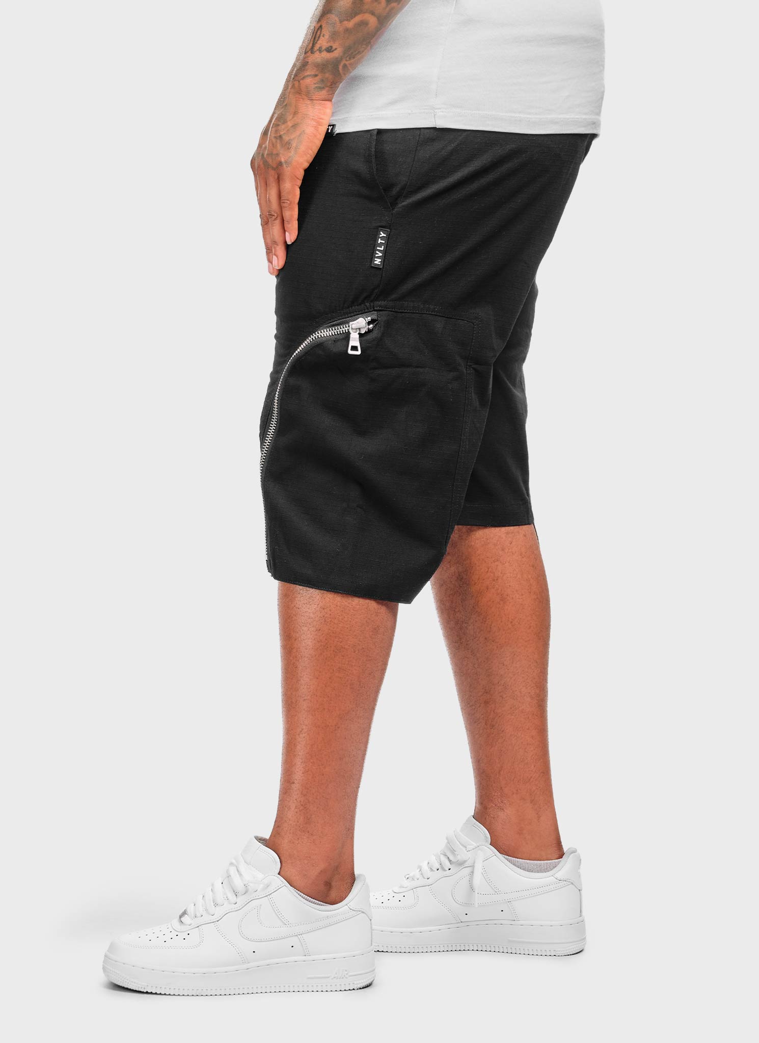 Vintage Zipper Cargo Shorts - Black