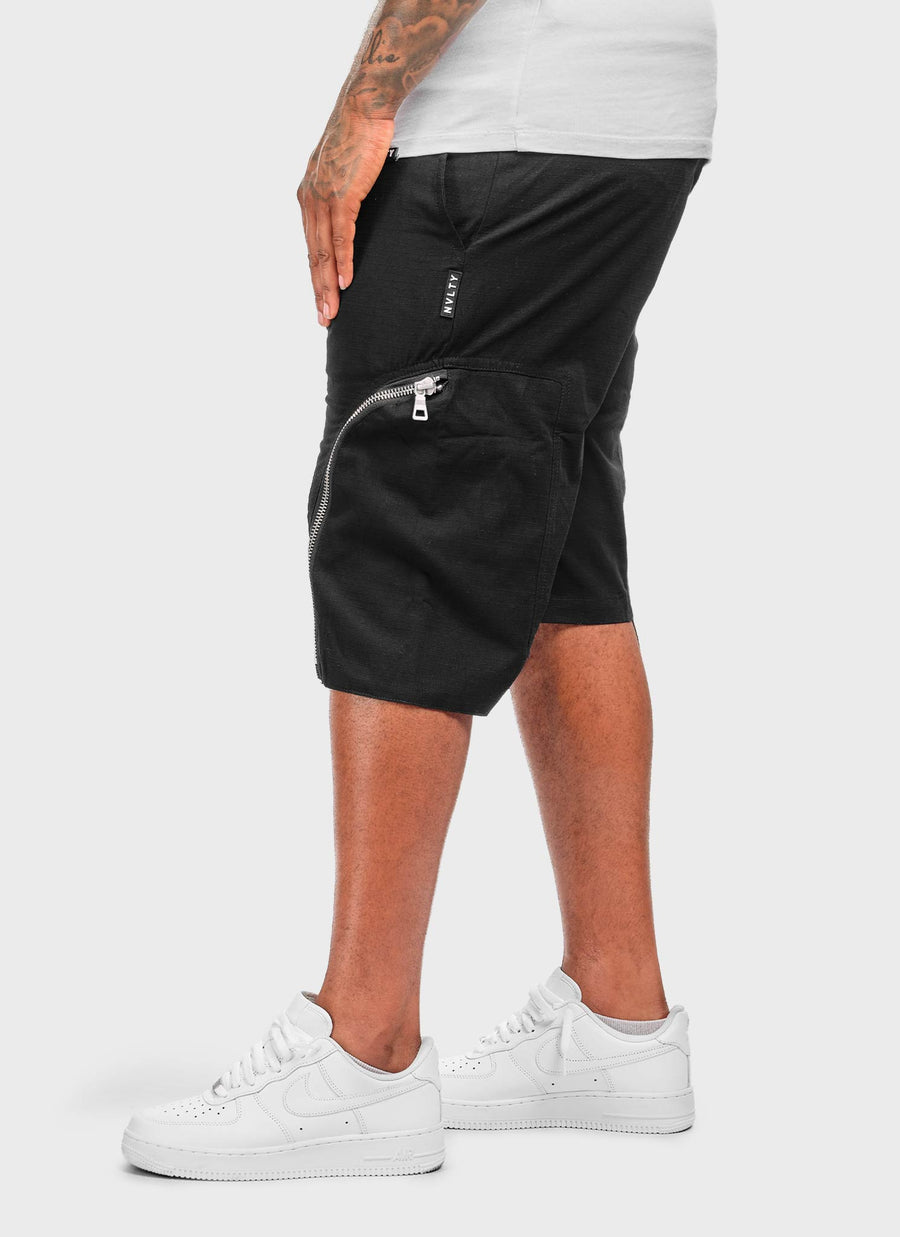 Vintage Zipper Cargo Shorts - Black