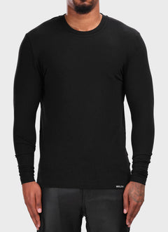 Knit Fitted Long Sleeve T-Shirt - Black
