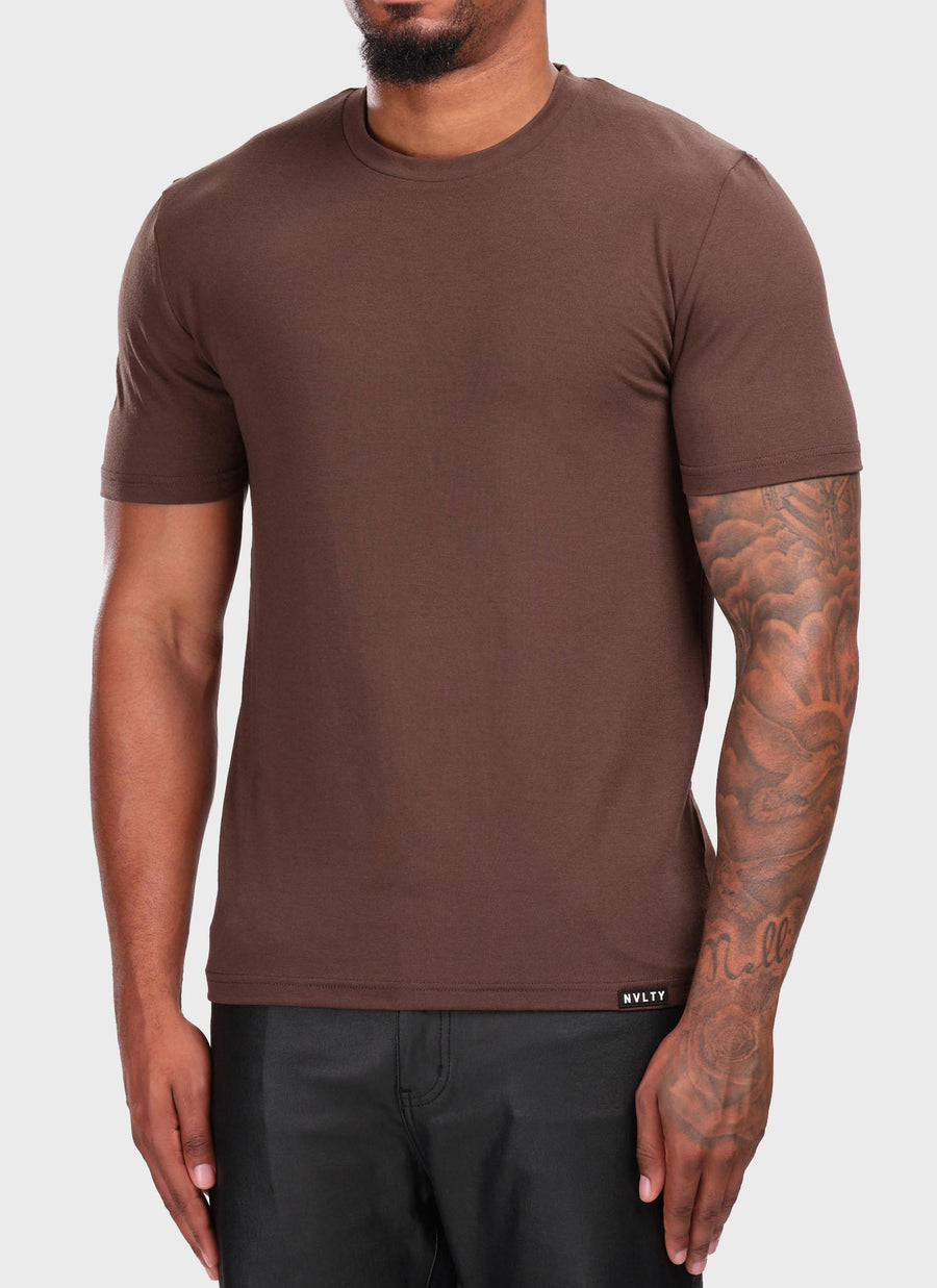 Knit Fitted T-Shirt - Brown