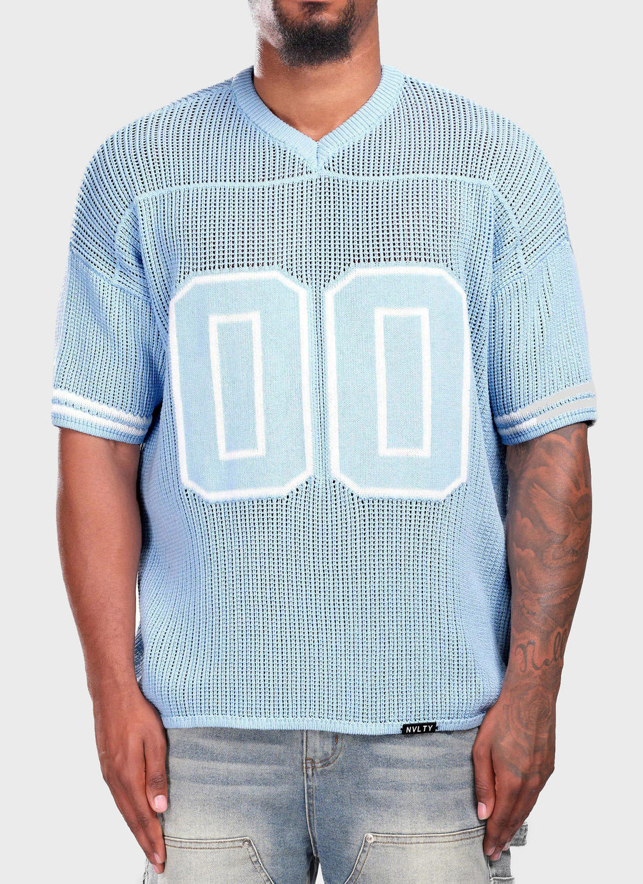 Knitted Members Jersey - Baby Blue