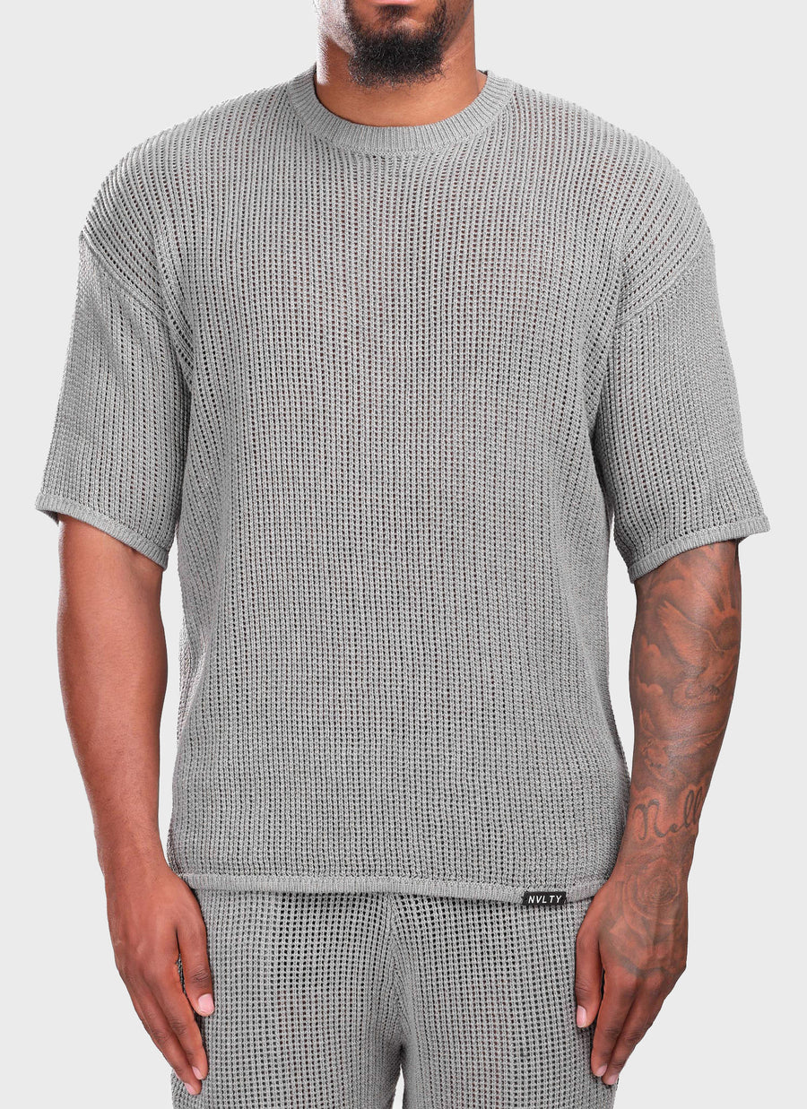Knitted T-Shirt - Grey