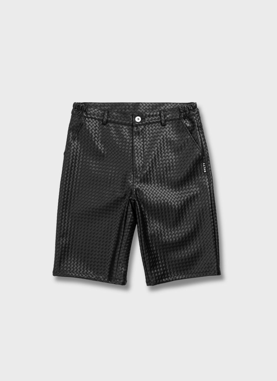 Leather Interlock Shorts - Black