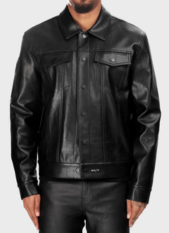 Leather Trucker Jacket - Black