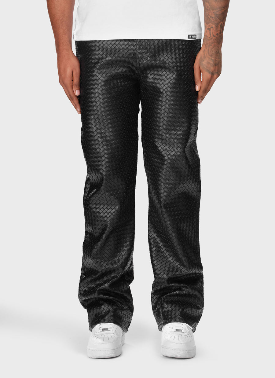 Leather Interlock Pants - Black