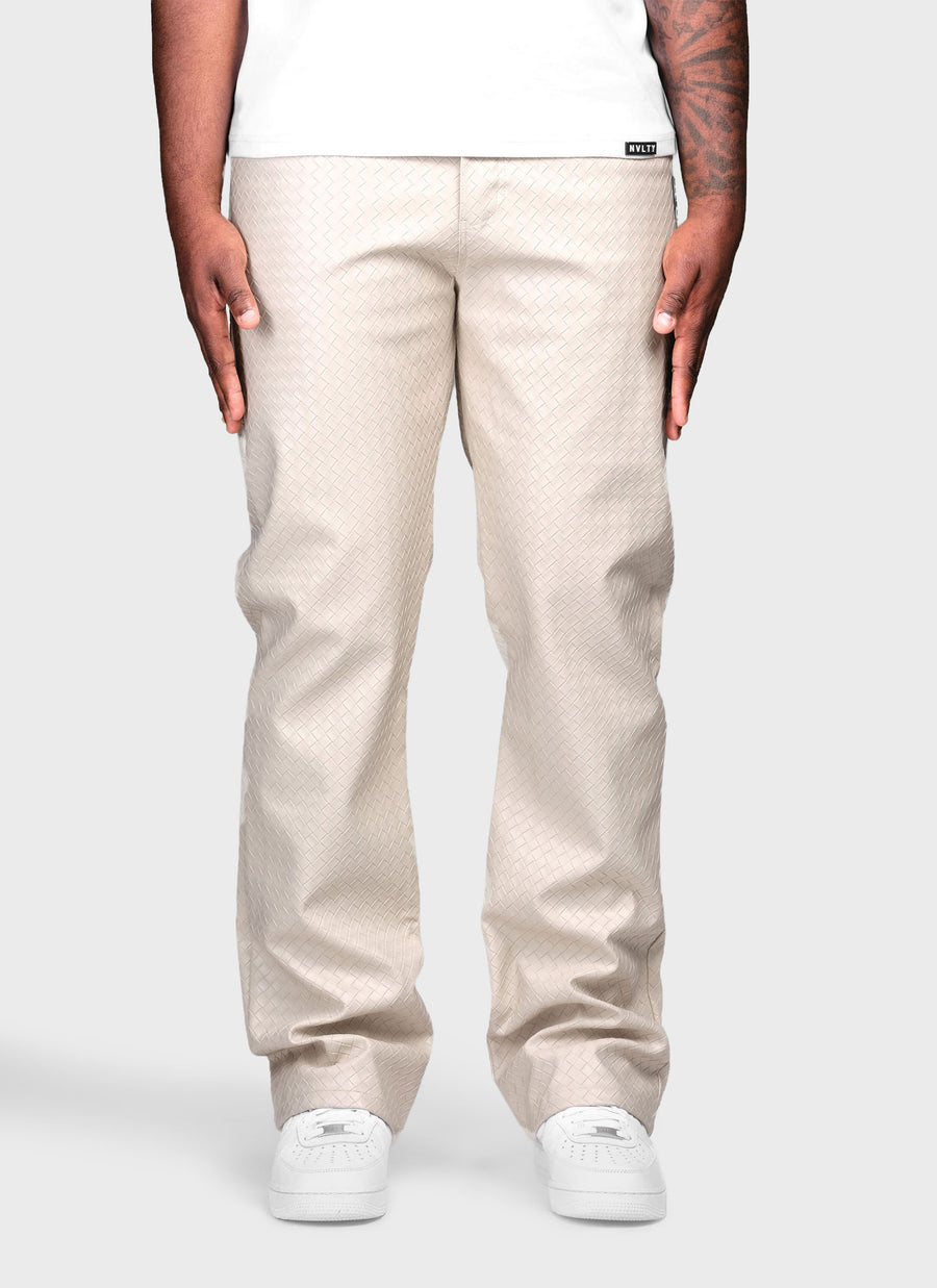 Leather Interlock Pants - Ivory