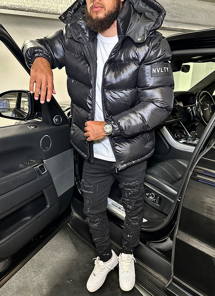 NVLTY Shiny Puffer Jacket Black – N V L T Y