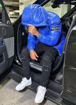Shiny Puffer Jacket - Royal Blue