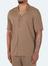 Pleated Open Collar Shirt - Mocha