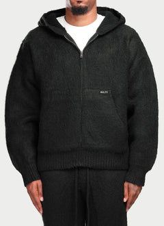 Mohair Zip Hoodie - Black