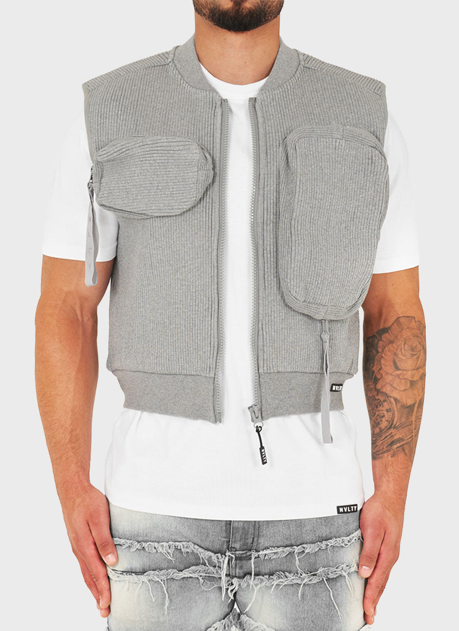 Multi Pocket Ribbed Harness - Grey