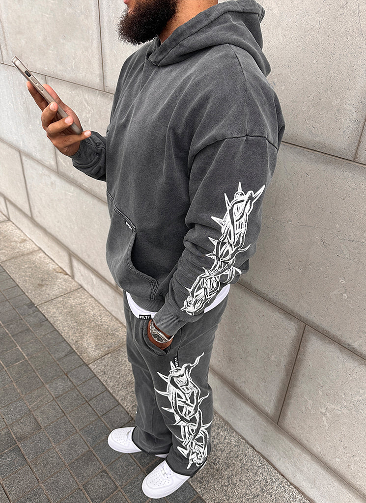 Vintage Crown Of Thorns Hoodie - Washed Black
