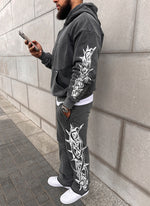 Vintage Flare Crown Of Thorns Joggers - Washed Black
