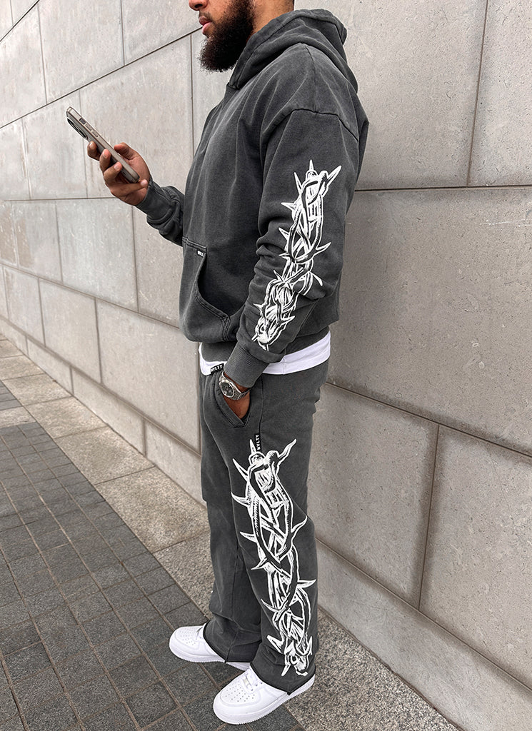 Vintage Crown Of Thorns Hoodie - Washed Black