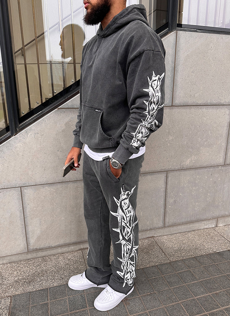 Vintage Crown Of Thorns Hoodie - Washed Black