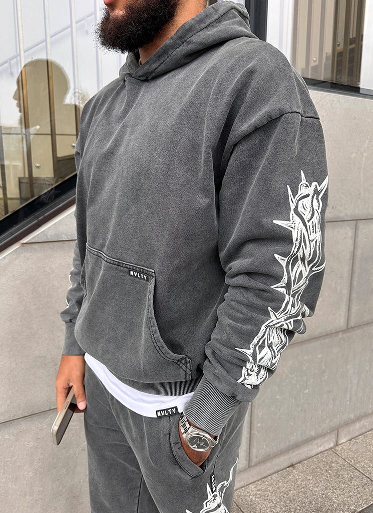 Vintage Crown Of Thorns Hoodie - Washed Black