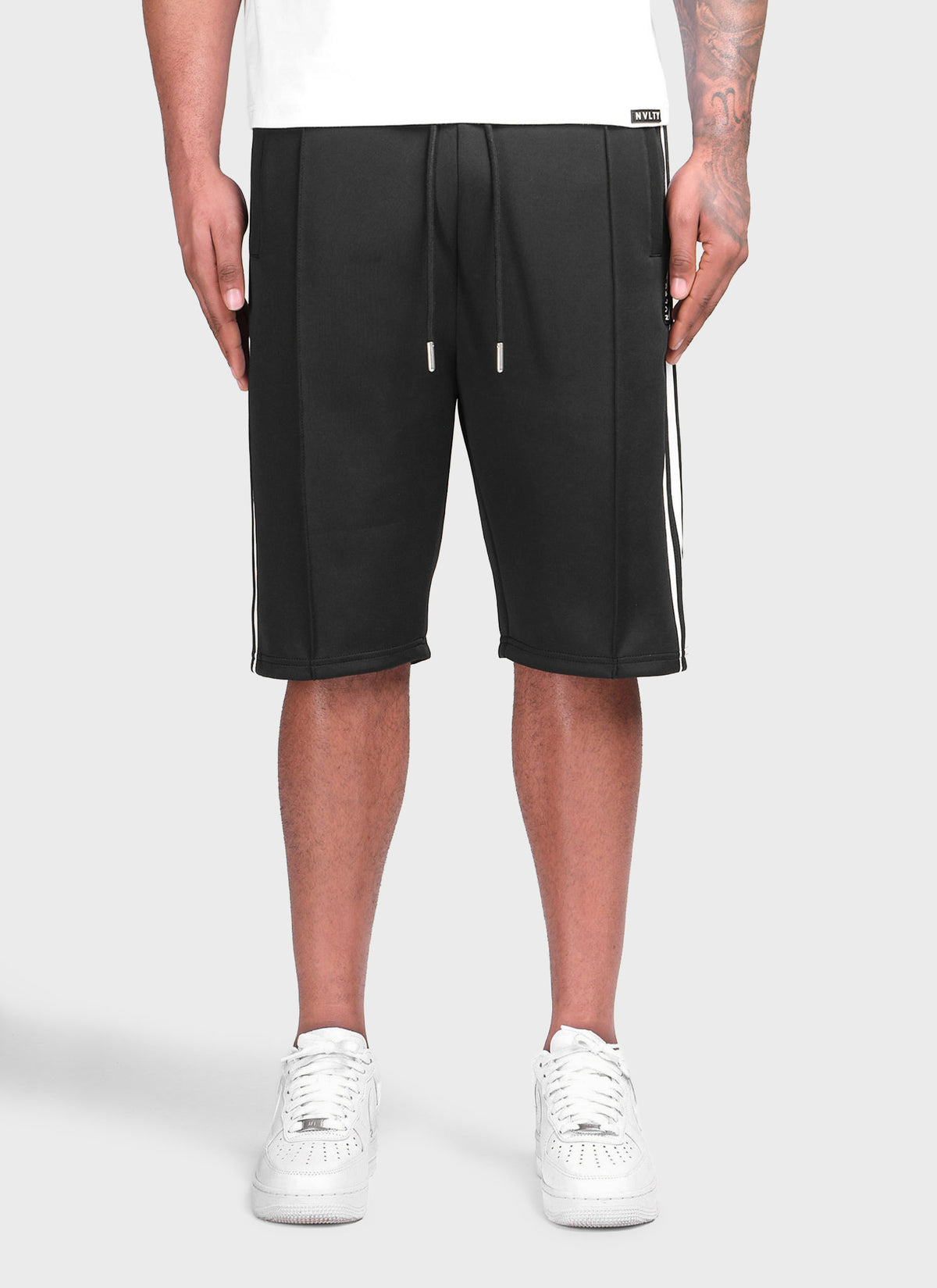 Panelled Luxe Track Shorts - Black