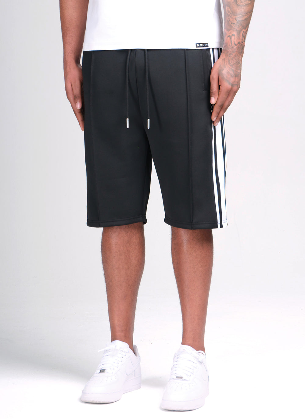 Panelled Luxe Track Shorts - Black