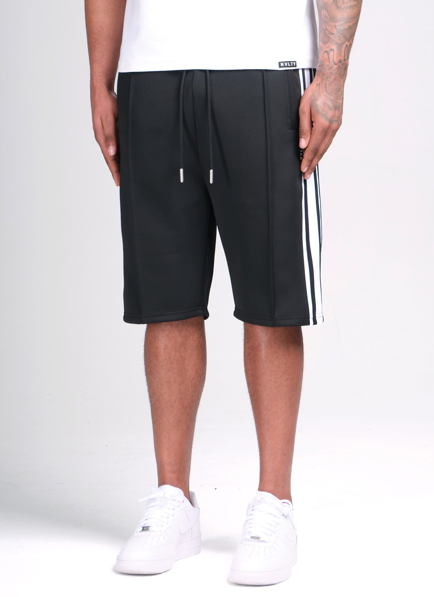 Panelled Luxe Track Shorts - Black