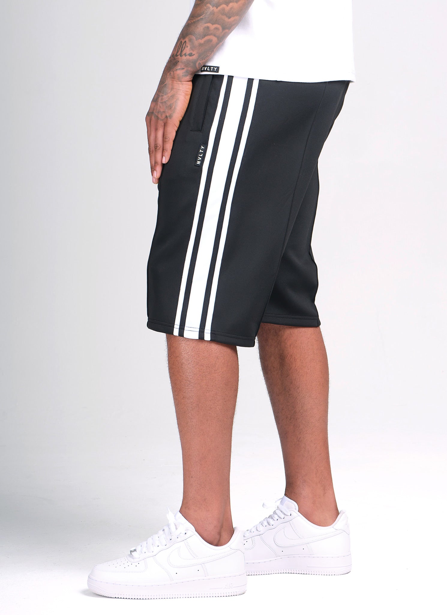 Panelled Luxe Track Shorts - Black